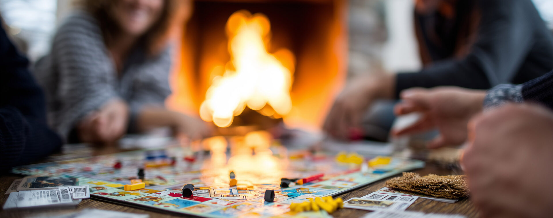 unplug for the holidays, screen-free Thanksgiving, be present at Thanksgiving, digital detox tips, Family playing board games by fireplace after Thanksgiving dinner, cozy autumn vibe, laughter and fun